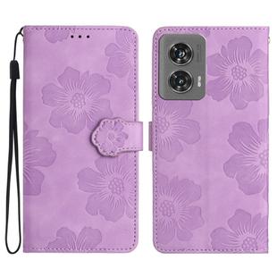 For Motorola Edge 50 Fusion Flower Embossing Pattern Leather Phone Case(Purple)