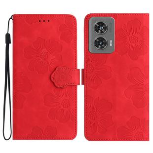 For Motorola Edge 50 Fusion Flower Embossing Pattern Leather Phone Case(Red)