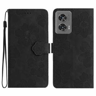 For Motorola Edge 50 Fusion Flower Embossing Pattern Leather Phone Case(Black)