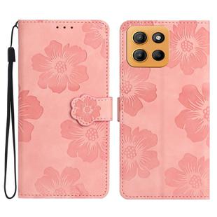 For Motorola Moto G15 Flower Embossing Pattern Leather Phone Case(Pink)