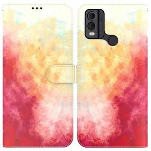 For Nokia C22 Watercolor Pattern Flip Leather Phone Case(Spring Cherry)