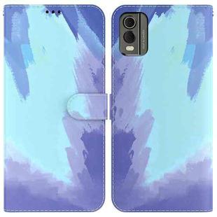 For Nokia C32 Watercolor Pattern Flip Leather Phone Case(Winter Snow)