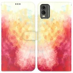 For Nokia C32 Watercolor Pattern Flip Leather Phone Case(Spring Cherry)