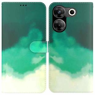 For Tecno Camon 20 Pro 5G Watercolor Pattern Flip Leather Phone Case(Cyan Green)