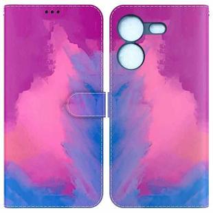 For Tecno Pova 5 Watercolor Pattern Flip Leather Phone Case(Purple Red)