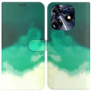 For Tecno Spark 10 Pro Watercolor Pattern Flip Leather Phone Case(Cyan Green)