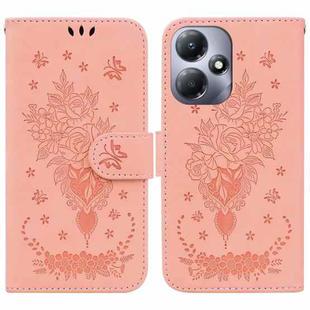 For Infinix Hot 30 Play Butterfly Rose Embossed Leather Phone Case(Pink)