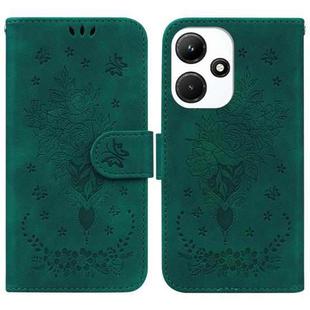 For Infinix Hot 30i Butterfly Rose Embossed Leather Phone Case(Green)