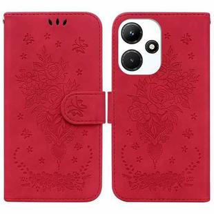 For Infinix Hot 30i Butterfly Rose Embossed Leather Phone Case(Red)