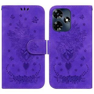 For Infinix Hot 30 Butterfly Rose Embossed Leather Phone Case(Purple)