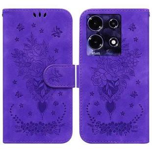 For Infinix Note 30i Butterfly Rose Embossed Leather Phone Case(Purple)