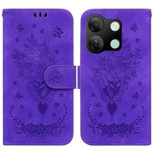 For Infinix Smart 7 HD Butterfly Rose Embossed Leather Phone Case(Purple)