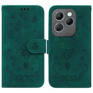 For Infinix Hot 40 / 40 Pro Butterfly Rose Embossed Leather Phone Case(Green)