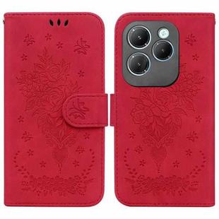 For Infinix Hot 40 / 40 Pro Butterfly Rose Embossed Leather Phone Case(Red)