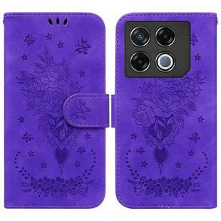 For Infinix GT 20 Pro Butterfly Rose Embossed Leather Phone Case(Purple)