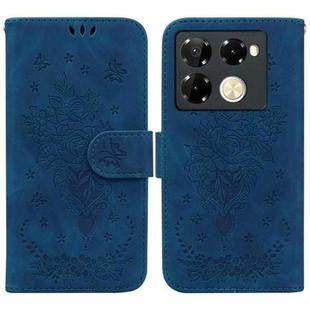 For Infinix Note 40 Pro 4G / 5G Butterfly Rose Embossed Leather Phone Case(Blue)