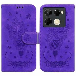 For Infinix Note 40 Pro 4G / 5G Butterfly Rose Embossed Leather Phone Case(Purple)