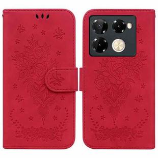 For Infinix Note 40 Pro 4G / 5G Butterfly Rose Embossed Leather Phone Case(Red)