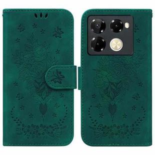 For Infinix Note 40 Pro+ Butterfly Rose Embossed Leather Phone Case(Green)