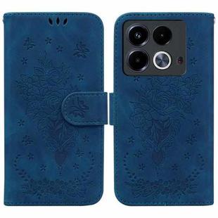 For Infinix Note 40 4G Butterfly Rose Embossed Leather Phone Case(Blue)