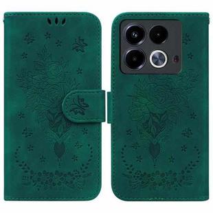 For Infinix Note 40 4G Butterfly Rose Embossed Leather Phone Case(Green)