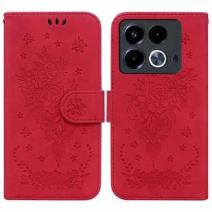 For Infinix Note 40 4G Butterfly Rose Embossed Leather Phone Case(Red)