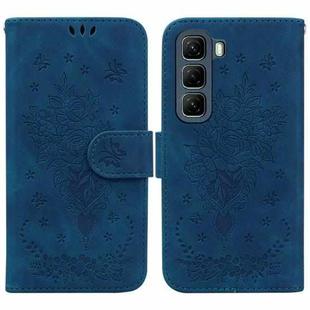 For Infinix Hot 50 4G Butterfly Rose Embossed Leather Phone Case(Blue)