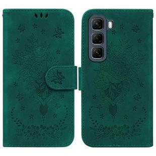 For Infinix Hot 50 4G Butterfly Rose Embossed Leather Phone Case(Green)