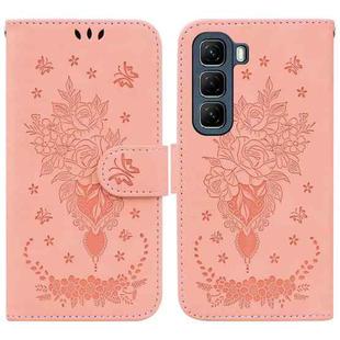 For Infinix Hot 50 4G Butterfly Rose Embossed Leather Phone Case(Pink)