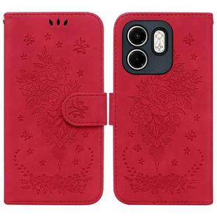 For Infinix Hot 50i / Smart 9 Butterfly Rose Embossed Leather Phone Case(Red)