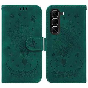 For Infinix Hot 50 Pro 4G Butterfly Rose Embossed Leather Phone Case(Green)