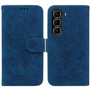 For Infinix Hot 50 Pro+ 4G Butterfly Rose Embossed Leather Phone Case(Blue)