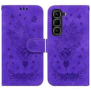 For Infinix Hot 50 Pro+ 4G Butterfly Rose Embossed Leather Phone Case(Purple)