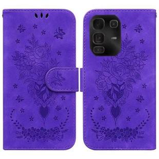 For Infinix Note 50 Pro+ Butterfly Rose Embossed Leather Phone Case(Purple)