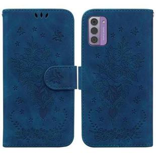 For Nokia G42 Butterfly Rose Embossed Leather Phone Case(Blue)