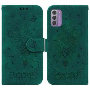 For Nokia C12 Butterfly Rose Embossed Leather Phone Case(Green)