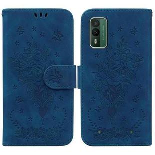 For Nokia C22 Butterfly Rose Embossed Leather Phone Case(Blue)