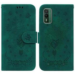 For Nokia C22 Butterfly Rose Embossed Leather Phone Case(Green)