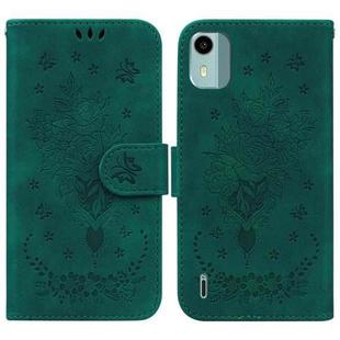 For Nokia C12 Butterfly Rose Embossed Leather Phone Case(Green)