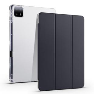 For Xiaomi Pad 6 Max 14 3-fold Clear TPU Smart Leather Tablet Case with Pen Slot(Black)