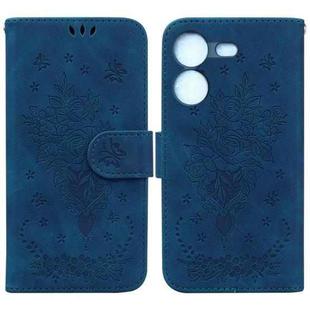 For Tecno Pova 5 Butterfly Rose Embossed Leather Phone Case(Blue)