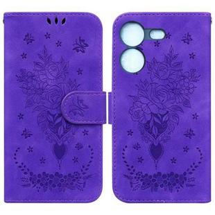 For Tecno Pova 5 Butterfly Rose Embossed Leather Phone Case(Purple)