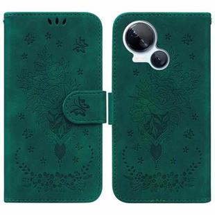 For Tecno Spark 10 5G Butterfly Rose Embossed Leather Phone Case(Green)