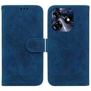 For Tecno Spark 10 Pro Butterfly Rose Embossed Leather Phone Case(Blue)