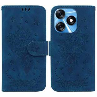For Tecno Spark 10 / Spark 10C Butterfly Rose Embossed Leather Phone Case(Blue)
