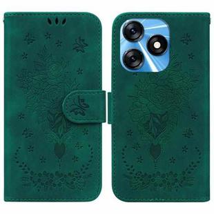 For Tecno Spark 10 / Spark 10C Butterfly Rose Embossed Leather Phone Case(Green)