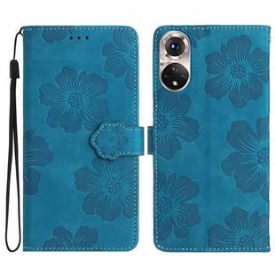For Honor 50 Flower Embossing Pattern Leather Phone Case(Blue)