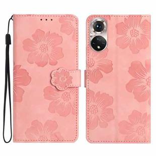 For Honor 50 Flower Embossing Pattern Leather Phone Case(Pink)