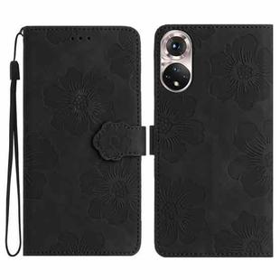 For Honor 50 Flower Embossing Pattern Leather Phone Case(Black)