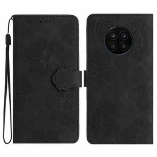 For Honor 50 Lite Flower Embossing Pattern Leather Phone Case(Black)